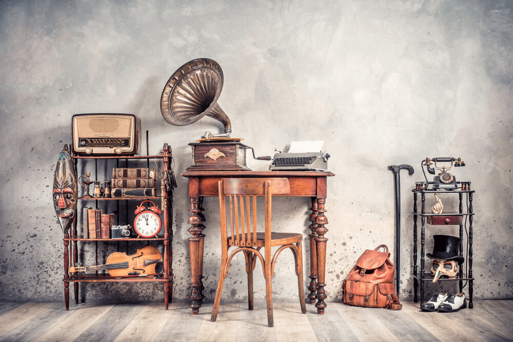 various antiques staged