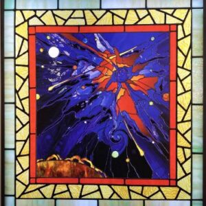 stained glass by Jeanette Carson; Photo by Elliot Little
