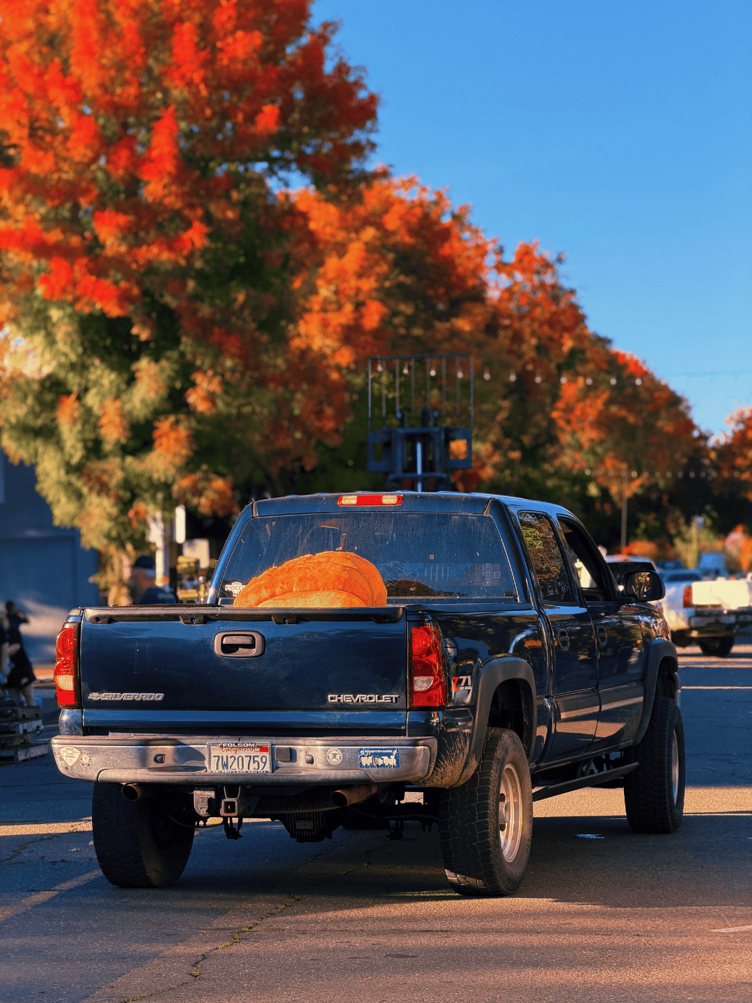 truck with pumpkin decoration inside
