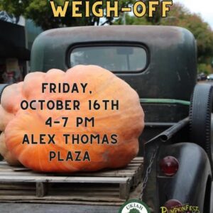 Giant pumpkin on back of truck